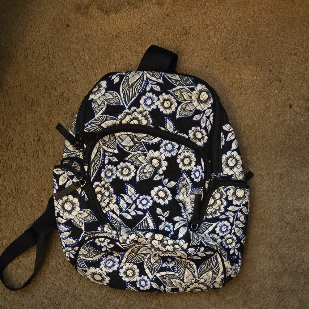 Floral Black and White Backpack